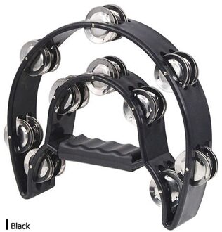 Dubbele Half Moon Tamboerijn Percussie Drum Plastic Handvat Rood Metalen Jingle