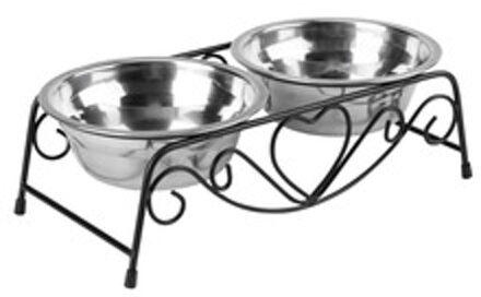 Dubbele Hond Kom Katten Puppy Voedsel Water Feeder Rvs Huisdieren Bowl Drinken Schotel Hond Water Schotel Kom