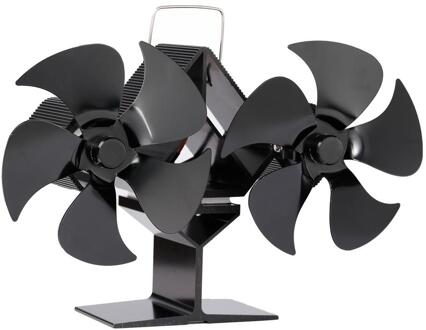 Dubbele Hoofd 10 Blades Haard Ventilator Warmte Aangedreven Kachel Fan Komin Log Hout Brander Eco Vriendelijke Stille Ventilator Voor Winter