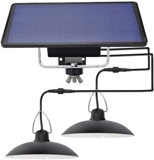 Dubbele Hoofd Solar Hanglamp Outdoor Indoor Solar Lamp Met Lijn Warm Wit/Wit Verlichting Schuur Boerderij Tuin Yard patio warm licht 01