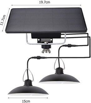 Dubbele Hoofd Solar Hanglamp Outdoor Indoor Waterdichte Solar Lamp Opknoping Verlichting Voor Schuur Boerderij Tuin Yard Patio wit licht 2hoofd