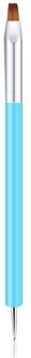 Dubbele Hoofden Nail Puntjes Pen Platte Kop Nail Uv Gel Schilderij Borstel Manicure Studs Picker Wax Potlood Acryl Handvat Nail art Tool lucht blauw