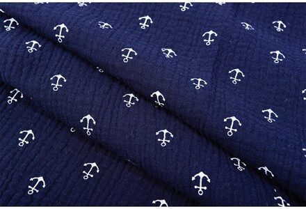 Dubbele Katoen Gaas Mousseline Bedrukte Stof Diy Dubbele Gaas Stof Voor Baby 100% Katoenen Stof Katoen Mousseline Dubbele Stof 50cm / marine