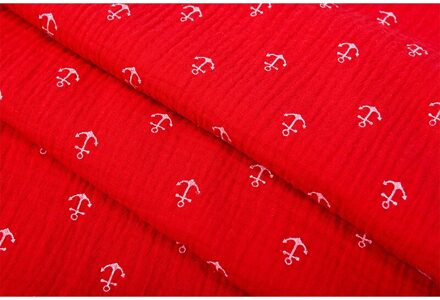Dubbele Katoen Gaas Mousseline Bedrukte Stof Diy Dubbele Gaas Stof Voor Baby 100% Katoenen Stof Katoen Mousseline Dubbele Stof 50cm / rood