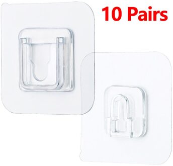 Dubbele Kleefband Muur Haken Hanger Sterke Transparante Haak Zuignap Sucker Muur Opslag Houder Voor Keuken Bathroo 10 pairs