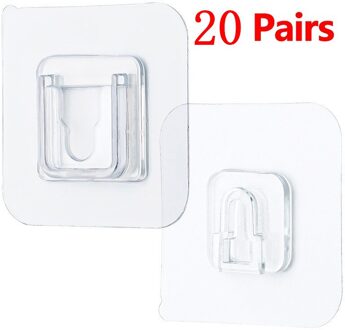 Dubbele Kleefband Muur Haken Hanger Sterke Transparante Haak Zuignap Sucker Muur Opslag Houder Voor Keuken Bathroo 20 pairs