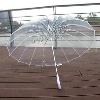 Dubbele Kleine Verse 16 Bone Transparante Paraplu Dikke Transparante Lange Handvat Automatische Udiy Dans Reclame Props 2