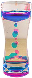 Dubbele Kleur Standbeeld Drijvende Vloeibare Olie Acryl Zandloper Sculptuur Motion Bellen Visuele Beweging Hourglas Timer Thuis Decors Paars