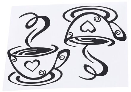 Dubbele Koffie Cups Muurstickers Mooie Thee Cups Kamer Decoratie Pvc Muurdecoraties Stickers Keuken Decor
