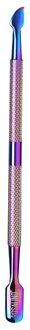 Dubbele Kop Lepel Pusher Nail Art Gereedschap Rainbow Rvs Dode Huid Kleverige Laag Remover Manicure Nail Cuticle Pusher