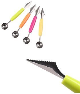 Dubbele Kop Rvs Watermeloen Graven Bal Lepel Keuken Vleesmes Fruit Platter Roze