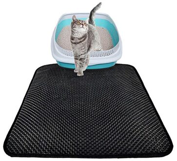 Dubbele Laag Kattenbakvulling Mat Kitten Kitty Wc Waterdicht Anti-slip Pet Mat voor Katten Mesh Kat Kedi Schoonmaken mouwen met Filter 46 x 60 cm foldable