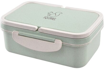 Dubbele Laag Lunchbox Draagbare Tarwe Stro Afbreekbaar Picknick Magnetron Bento Voedsel Container Gebruiksvoorwerp Gadget Keuken Accessoires groen