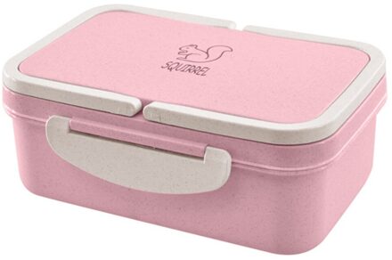 Dubbele Laag Lunchbox Draagbare Tarwe Stro Afbreekbaar Picknick Magnetron Bento Voedsel Container Gebruiksvoorwerp Gadget Keuken Accessoires Roze