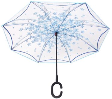 Dubbele Laag Omgekeerde Paraplu Auto Reverse Paraplu Winddicht Uv Bescherming Grote Rechte Paraplu SDF-SHIP blauw