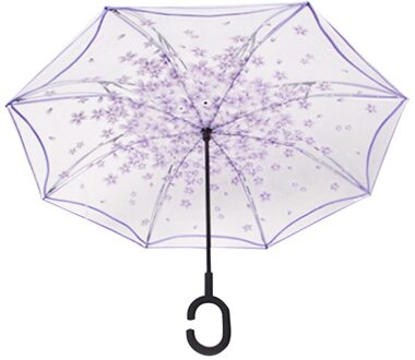 Dubbele Laag Omgekeerde Paraplu Auto Reverse Paraplu Winddicht Uv Bescherming Grote Rechte Paraplu SDF-SHIP paars