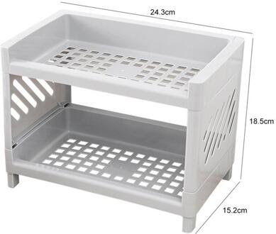 Dubbele Laag Opbergrek Desktop Eenvoudige Organisator Plank Bureau Accessoires Houder Kantoor School Slaapkamer Badkamer Keuken grijs