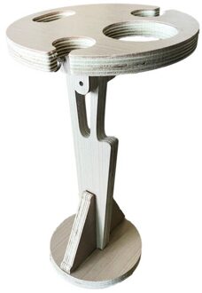 Dubbele Laag Outdoor Wijn Tafel Met Opvouwbare Ronde Desktop Mini Houten Picknicktafel Te Dragen Wijnrek Draagbare single laag base