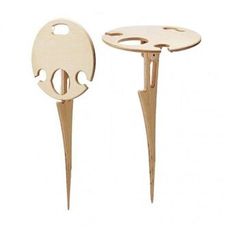 Dubbele Laag Outdoor Wijn Tafel Met Opvouwbare Ronde Desktop Mini Houten Picknicktafel Te Dragen Wijnrek Draagbare single laag nee base