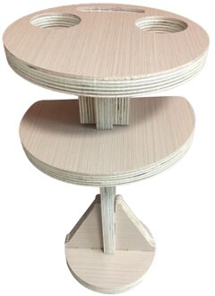 Dubbele Laag Outdoor Wijn Tafel Met Opvouwbare Ronde Desktop Mini Houten Picknicktafel Te Dragen Wijnrek Draagbare