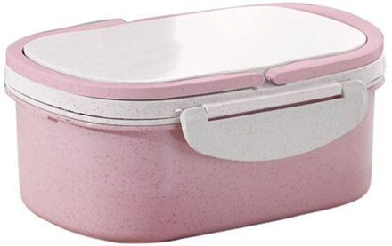 Dubbele Laag Tarwe Stro Grote Capaciteit Bento Lunchbox Voedsel Opslag Container Roze