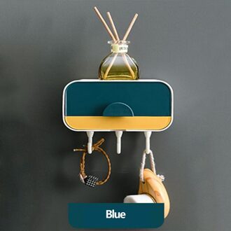 Dubbele Laag Zeepkist Aftappen Planken Opknoping Badkamer Kamer Zeep Douche Zeephouder Schotel Opslag Plaat Lade Zeepkist Sieraden blauw