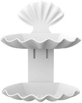 Dubbele Lagen Shell Stijl Zeep Afvoer Doos Badkamer Accessoires Wall Mounted Zeepbakje Houder Mand Douche Zeep Opslag Plank Ivoor