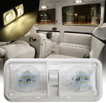 Dubbele Lichtkoepel 12V 48 LED Interieur Dak Plafond Leeslamp Voor RV Boot Voor Camper Trailer Plastic 1PC wit