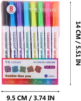 Dubbele Lijn Pen Metallic Kleur Magic Overzicht Markeerstift Diy Album Highlighter Markeerstiften Schilderen Kantoor Schoolbenodigdheden #0