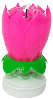 Dubbele Lotus Muziek Kaars Dubbele Bloem Blossom Verjaardagstaart Platte Draaiende Elektronische Roterende Lotus Kaars Voor Kids Party