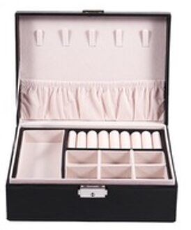 Dubbele Opbergdoos Kan Zetten Ring Ketting Oorbellen Sieraden PU Opbergdoos Glazen Horloge Display Box