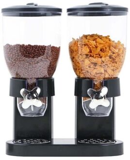 Dubbele Opslag Plastic Keuken Granen Dispenser Huishoudelijke Opbergdoos Droge Voedsel Rijst Container Meel Graan Opslag Flessen Hwc