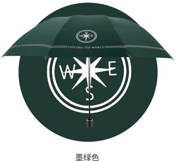 Dubbele Paraplu Met Tien Botten En Acht Botten En Twee Mannen Paraplu Met Zon En Regen donker groen