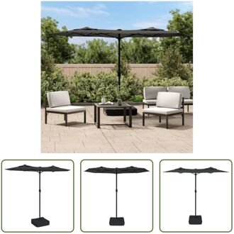 Dubbele Parasol Antraciet en Donkergrijs - 316x145x240cm - UV-beschermend Polyester - Sterk Ijzeren