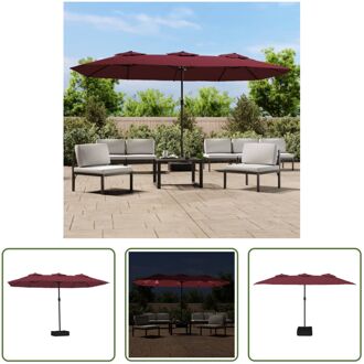 Dubbele Parasol Bordeauxrood - 449 x 265 x 245 cm - LED-verlichting