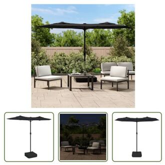 Dubbele Parasol - Elegant - Parasols - 316x145x240 cm - LED-verlichting Zwart