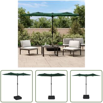 Dubbele Parasol - Groen en Donkergrijs - 316 x 145 x 240 cm - Polyester - Sterke Voet