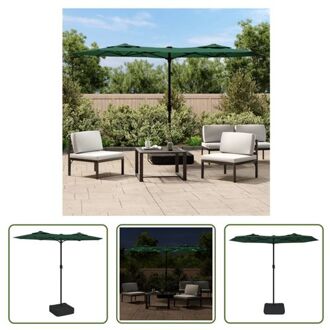 dubbele parasol - LED-verlichting - groen/donkergrijs - 316x145x240cm