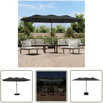 Dubbele Parasol Outdoor - 449 x 265 x 245 cm - LED-verlichting - Antraciet Grijs