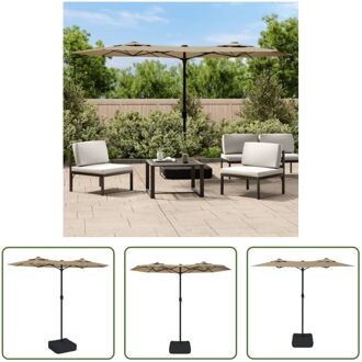 Dubbele Parasol - Taupe en Donkergrijs - 316x145x240 cm - UV-beschermend Polyester - Sterk Frame