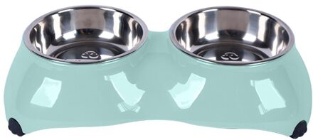 Dubbele Pet Bowls Hond Voedsel Water Feeder Rvs Huisdier Drinken Dish Feeder groen / S-Within 2.5 kg pets