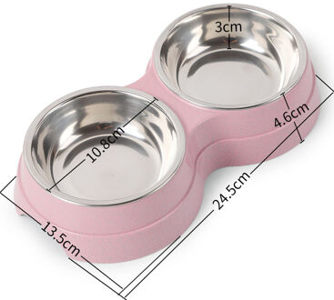 Dubbele Pet Bowls Hond Voedsel Water Feeder Rvs Huisdier Drinken Dish Feeder Kat Puppy Voeden Levert Kleine Hond Accessoires