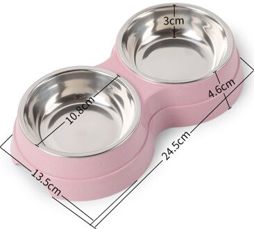 Dubbele Pet Bowls Hond Voedsel Water Feeder Rvs Huisdier Drinken Dish Feeder Kat Puppy Voeden Levert Kleine Hond Accessoires
