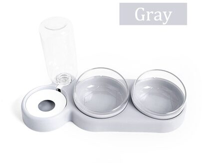Dubbele Pet Bowls Hond Voedsel Water Feeder Rvs Huisdier Drinken Fles Feeder Kat Puppy Voederen Kom Kleine Dierbenodigdheden grijs
