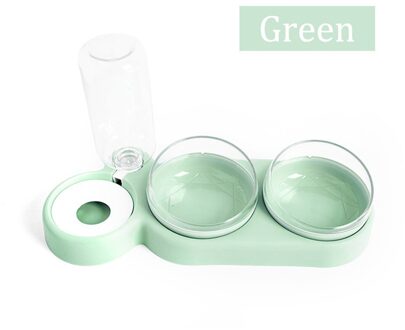 Dubbele Pet Bowls Hond Voedsel Water Feeder Rvs Huisdier Drinken Fles Feeder Kat Puppy Voederen Kom Kleine Dierbenodigdheden groen