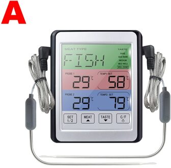 Dubbele Probes Oven Thermometer Kitchen Bbq Vlees Temperatuur Tester Monitor Bakken Suiker Digitale Elektronische Voedsel Thermometers