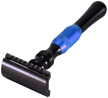 Dubbele Rand Scheermes Mannen Scheren Klassieke Nat Scheerapparaat Metalen Handvat Scheermessen blauw