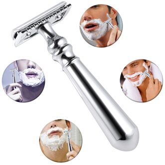 Dubbele Rand Veiligheid Scheren Scheermes Draaibare Lange Handvat Mannen Traditionele Scheren Scheermes Mannelijke Facial Scheren Tool Voor Dry & nat