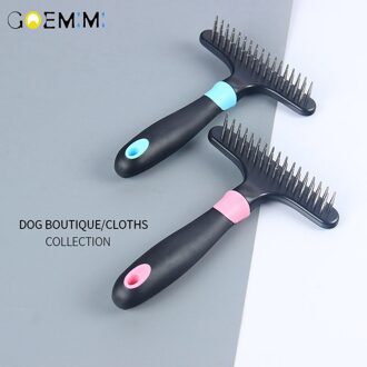 Dubbele Rij Pins Professionele Paarden Ondervacht Hark Katten Los Nat Droog Gebruik Grooming Dierbenodigdheden Hond Kam Konijnen Borstelen Blauw