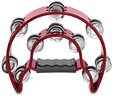 Dubbele Rij Tamboerijn Half Moon Metal Musical Jingles Tamboerijn Hand Held (Rood)